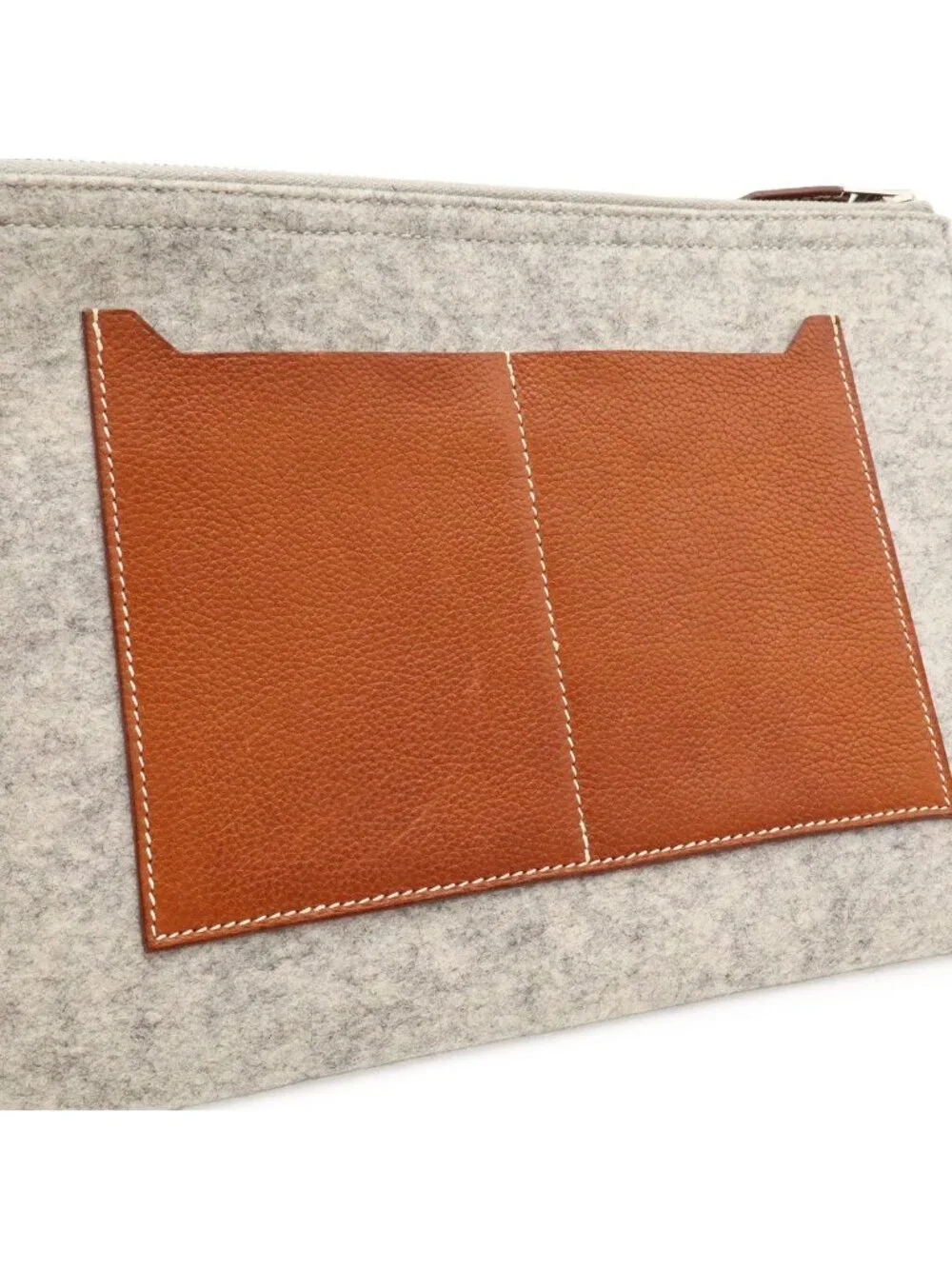Hermes Toodoo 29 Clutch Second Pouch Business Felt Veau Epsom Light Gray Brown